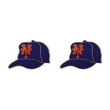 MLB NEW YORK METS EARRING~  Pair of Studded Baseball Cap Helmet Earrings~ New!