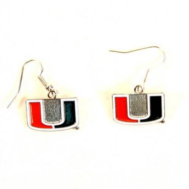 Miami Hurricanes Earrings Set Logo Charm Silver Dangle Drop Canes College NCAA