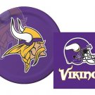NFL Minnesota Vikings Plates & Luncheon Napkins Party Kit for 8 Tailgate Combo