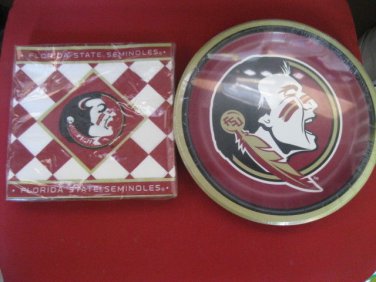 NCAA Florida State Party Supply Pack! Bundle Paper Plates, Napkins for 8  FSU
