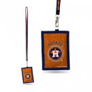 MLB Houston Astros Lanyard ID Holder Team Bling Wallet Baseball Bead Sparkle New