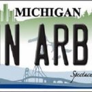 NCAA Ann Arbor License Plate State Background Metal Tag  U.S.A." Michigan Blue
