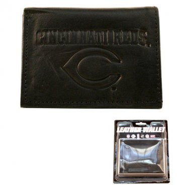 MLB Cincinnati Reds Tri-Fold Black Leather Wallets Official Licensed Series