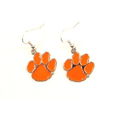 NCAA Clemson Tigers  Dangle Earrings Team J Hook Charms 1" Hypo Orange ACC