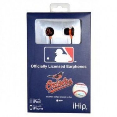 MLB Baseball iHip Ear Buds - Baltimore Orioles Team Logo  Earphones