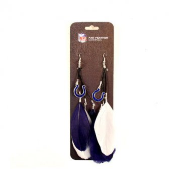 NFL Indianapolis Colts Dangle Feather Earrings Licensed Pair  Team Fan Blue