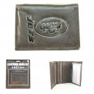 NFL New York Jets Tri-Fold Wallets Black Leather Embossed Team Logo Mens