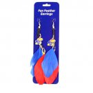 NCAA Kansas Jayhawks Dangle Feather Earrings Licensed Pair  Team Fan Blue Red