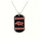 Arkansas Razorbacks Enameled Team NCAA Engravable 26" Chrome Dog Tag Necklace