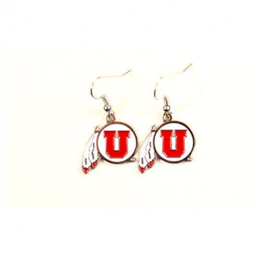 NCAA Utah Utes Dangle Earrings (Chrome) NCAA Licensed Jewelry Red Team Logo