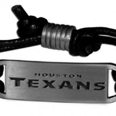 NFL Houston Texans Durable Cord Bracelet - Etched Metal Logo Adjustable JJ Watt