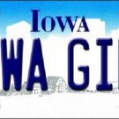 NCAA Iowa Girl License Plate State Background Metal Tag Hawkeyes U.S.A."