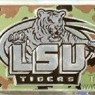 NCAA LSU TIGERS  CAMO EMBOSSED LICENSE PLATE  METAL  AUTO TRUCK CAR