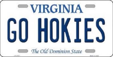 NCAA Va Tech "Go Hokies" License Plate Novelty Metal State Background  Auto