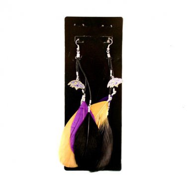 NFL Baltimore Ravens Dangle Feather Earrings Licensed Pair  Team Fan
