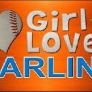 MLB This Girl Loves Her Marlins License Plate Tag Metal Car Truck Miami Baseball
