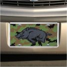 NCAA ARKANSAS RAZORBACKS  CAMO EMBOSSED LICENSE PLATE  METAL  AUTO TRUCK CAR