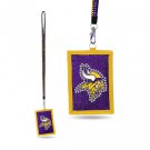 NFL Vikings Lanyard With ID Holder Wallet Team Bling Super Bowl Minnesota Purple