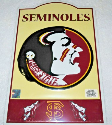NCAA Florida State Seminoles Retro Tin Sign Wall Bar Decor 17.5" H x 11.5" W FSU