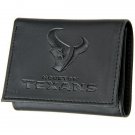 NFL Houston Texans Tri-Fold Wallets Black Leather Embossed Team Logo Mens