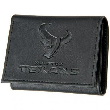 NFL Houston Texans Tri-Fold Wallets Black Leather Embossed Team Logo Mens