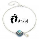 Sealife Seashell Dangling Charm Anklet Silver Pearl  Adjustable Beach Wear New
