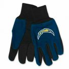 NFL San Diego Chargers Two Tone Sport Utility Non Slip Work Gloves Adult Unisex