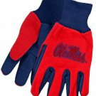 NCAA Ole Miss Rebels Work Gloves Two Tone Sport Utility Non Slip  Adult Unisex