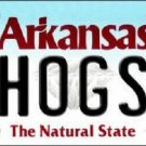 NCAA Hogs License Plate State Background Metal Tag College Arkansas U.S.A."