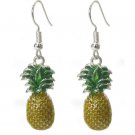 Tropical Pineapple Yellow & Green Enamel Dangle Earrings Sea Life New
