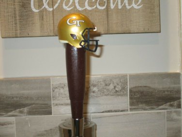 NCAA Georgia Tech  Beer Tap Handle  Football Kegerator Yellow Jacket Brown Wood