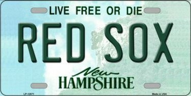 MLB Boston Red Sox License Plate Novelty Metal State Background New Hampshire