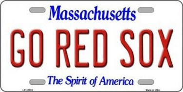 MLB Go Red Sox  Metal License Plate State Background Auto Novelty Fenway
