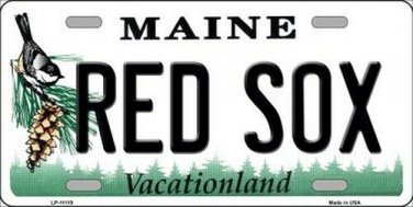 MLB Boston Red Sox  Metal License Plate State Background Maine Auto Novelty