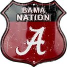NCAA Alabama Nation Shield Embossed Aluminum Sign Bar / Garage Wall Crimson Tide