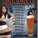 Man Cave Rules Tin Sign New Vintage Style USA