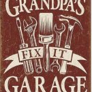 Grandpa's Garage Tin Sign New Vintage Style USA Metal