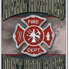 Real Heroes - Fireman Tin Sign Garage Man Cave Metal New Retro  Vintage