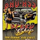 Bad A Speed Shop Tin Sign New Vintage Style USA Auto Garage Man Cave Retro