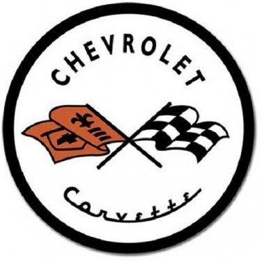 Corvette '53 Logo Round Tin Sign Vintage Style USA Auto Garage Man Cave