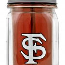 NCAA Florida State Seminoles Water Bottle Cup Straw 16oz Insulated Mason Jar