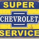 Chevrolet Super Service Tin Sign New Vintage Style USA Auto Garage Man Cave