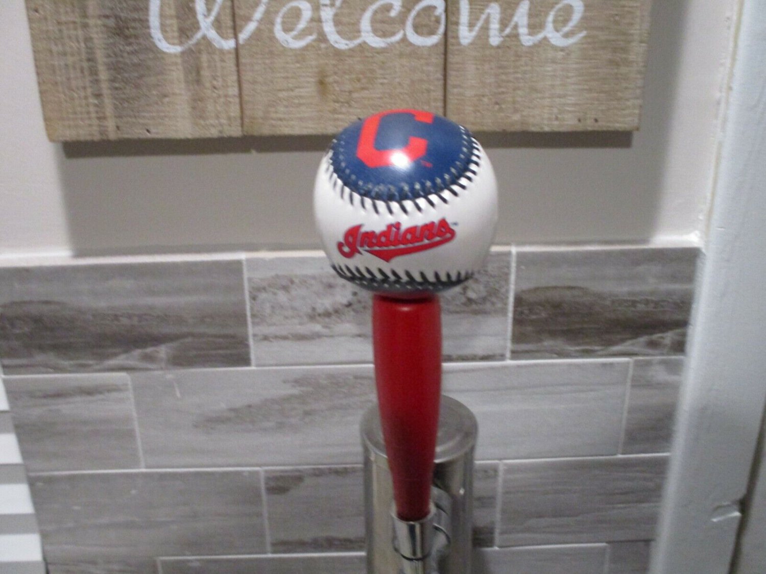 MLB Cleveland Guardians Kegerator Beer Tap Handle Pub Navy Baseball Man