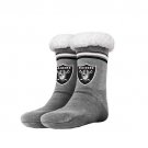 NFL Oakland Raiders Tall Footy Slipper Socks  Las Vegas Silver Stripe Logo Black