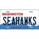 NFL Seahawks License Plate Seattle Background Metal Tag "U.S.A." White Sign Art