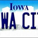 NCAA Iowa City License Plate State Background Metal Tag Iowa Hawkeyes Auto Retro