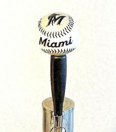MLB Miami Marlins Beer Tap Handle Pub Kegerator Red Baseball Black Wood Park New