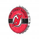 NHL New Jersey Devils Cap Wall Sign Round Metal Hockey New Distressed Bottle