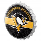 NHL Pittsburgh Penguins  Cap Wall Sign Round Metal Hockey New Distressed Bottle