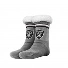 NFL Raiders Slipper Socks Stripe Logo Tall Footy Grey Las Vegas Oakland New